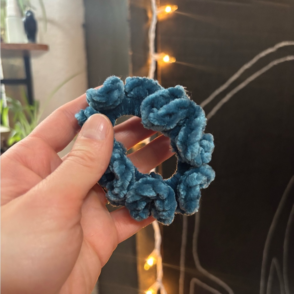 ✨2/$12✨Large Soft Velvet Handmade Blue Scrunchy!